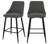 Rendez-Vous Déco Set de 2 sillas para isla de cocina en tela gris oscuro 66,5 cm
