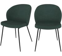 Rendez-Vous Déco Set de 2 sillas verdes en tejido bouclé con base de metal