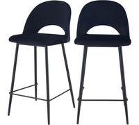 Rendez-Vous Déco Set de 2 taburetes para isla de cocina en terciopelo negro 65 cm