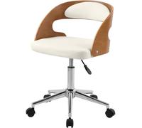 Rendez-Vous Déco Silla de oficina con ruedas en madera y PU blanco