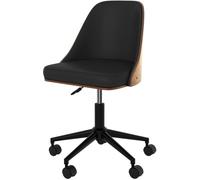 Rendez-Vous Déco Silla giratoria de oficina con ruedas en madera oscura y PU negro