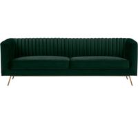 Rendez-Vous Déco Sofá de 3 plazas en terciopelo verde oscuro