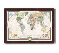 Renditions Gallery Executive National Geographic - Mapa de viaje con alfileres, arte de pared para sala de estar, dormitorio, oficina, 28 x 40, caoba y ébano