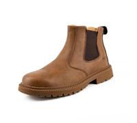 RenDiuJups Botas con punta de acero for hombre y mujer, impermeables, ligeras, sin cordones, de seguridad, cómodas, for trabajos de construcción industrial.(Khaki,41 EU)
