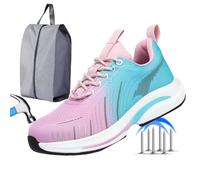 RenDiuJups Zapatos de Seguridad Verano con Puntera de Acero Zapatillas Trabajo Hombre Mujer Antiperforación & Antideslizantes Calzado Industrial Ligero para Construcción(Purple,38 EU)