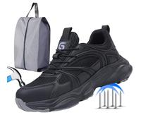 RenDiuJups Zapatos Seguridad Hombre Puntera Acero Anti-Impacto/Anti-Perforación - Calzado Laboral Transpirable Ligero, Anti-Deslizante para Verano y Trabajo Industrial(C,45 EU)