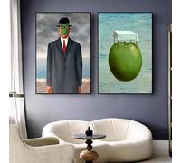 Rene Magritte - Lienzo surrealista, obra clásica, reproducción de póster, impresión artística de pared, imagen para decoración del hogar (60 x 90 cm, 2 unidades)