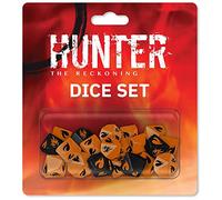 Renegade Game Studios Hunter: The Reckoning 5th Edition Dice Set | 15 Custom 20mm d10s for Tabletop RPG - Includes Orange & Black Desperation Dice
