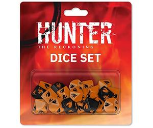 Renegade Game Studios Hunter: The Reckoning 5th Edition Dice Set | 15 Custom 20mm d10s for Tabletop RPG - Includes Orange & Black Desperation Dice