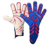 Renegade GK Apex Afterburn Guantes de Portero de fútbol Profesionales sin Tirantes, 4 mm EXT Contact Grip | Guantes de Portero Azul y Violeta (Talla 7, Juvenil, Evo2 Neg. Corte, Nivel 5.5)