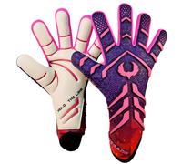 Renegade GK Apex Flare 2.0 Professional Strapless Goalie Gloves | 4mm EXT Contact Grip | Blue & Pink Soccer Goalkeeper Gloves (Size 7 Youth Junior