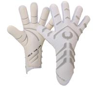 Renegade GK Apex Ghost - Guantes profesionales de portero sin tirantes, agarre de contacto EXT de 4 mm, guantes blancos de portero de fútbol (talla 11, para hombre, mujer, corte negro, nivel 5.5)