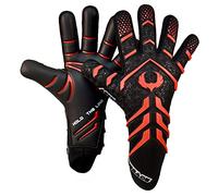 Renegade GK Apex Phoenix 2.0 Guantes Profesionales de Portero sin Tirantes | Empuñadura de Contacto EXT de 4 mm | Guantes de Portero de Fútbol Negros y Rojos (Talla 10, Adulto, Nivel 5.5)