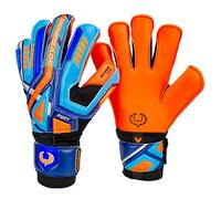 Renegade GK Fury Siege Guantes de Portero con Pro-tek Protección Dedo | 4mm Giga Grip & 4mm Duratek | Anaranjado, Azul Guantes De Portero Niño (Talla 6, Niños, Roll Hybrid Cut, Lvl 4)