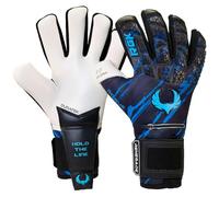 Renegade GK Rogue Maelstrom - Guantes de portero de edición limitada con protectores de dedos, agarre Giga de 4 mm, guantes de portero de fútbol azules (talla 8, juvenil-adulto, corte negro, nivel 4+)
