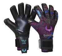 Renegade GK Rogue Shock Wave - Guantes de portero con protección para dedos | Agarre Giga de 4 mm | Guantes de portero morados y azules (talla 9, juvenil-adulto, corte negro, nivel 4+)