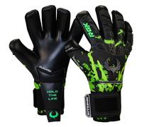 Renegade GK Rogue Venom Guantes de Portero Pro Finger Protection | 4 mm Giga Grip | Guantes de Portero Negro y Verde (Talla 8, jóvenes Adultos, Neg. Cut, Nivel 4+)