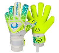 Renegade GK Vortex Wraith Guantes de Portero | 3.5+3mm Hyper Grip & 4mm Duratek | Neon Amarillo & Azul Guantes Futbol Niños Portero (Talla 6, Niños, Niños, Roll Hybrid Cut, Level 3)
