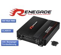 Renegade Rxa 1800D Monoblock 1-Kanal Mono Amplificador 1800 Vatios Con Mando