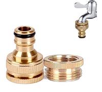 Renensin Conector de Manguera de jardín de 1/2 Pulgadas a 3/4 Pulgadas para Exteriores, Manguera de latón roscado, Conector de Grifo rápido, Manguera de latón, Adaptador de Grifo de Manguera de Agua