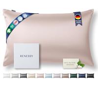 RENESSY Funda de Almohada de Seda 100% Orgánica 40x80 cm - 22 Momme Seda de Morera, Grado 6A, certificada por Oeko-Tex en Alemania - Lujo para el Cabello y la Piel, 1 Unidad (Rosa Celestial)