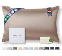 RENESSY Funda de Almohada de Seda 100% Orgánica 40x80 cm - 22 Momme Seda de Morera, Grado 6A, certificada por Oeko-Tex en Alemania - Lujo para el Cabello y la Piel, 1 Unidad (Topo Cálido)