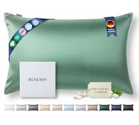RENESSY Funda de Almohada de Seda 100% Orgánica 50x70 cm - 22 Momme Seda de Morera, Grado 6A, certificada por Oeko-Tex en Alemania - Lujo para el Cabello y la Piel, 1 Unidad (Verde Esmeralda)