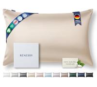 RENESSY Funda de Almohada de Seda 100% Orgánica 50x70 cm - 22 Momme Seda de Morera, Grado 6A, certificada por Oeko-Tex en Alemania - Lujo para el Cabello y la Piel, 1 Unidad (Champán)