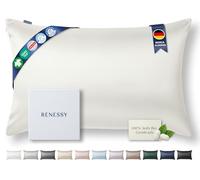 RENESSY Funda de Almohada de Seda 100% Orgánica 50x70 cm - 22 Momme Seda de Morera, Grado 6A, certificada por Oeko-Tex en Alemania - Lujo para el Cabello y la Piel, 1 Unidad (Seda Natural Marfil)