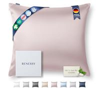 RENESSY Funda de Almohada de Seda 100% Orgánica 60x60 cm - 22 Momme Seda de Morera, Grado 6A, certificada por Oeko-Tex en Alemania - Lujo para el Cabello y la Piel, 1 Unidad (Rosa Celestial)
