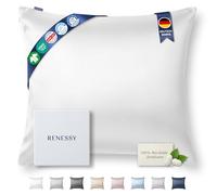 RENESSY Funda de Almohada de Seda 100% Orgánica 80x80 cm - 22 Momme Seda de Morera, Grado 6A, certificada por Oeko-Tex en Alemania - Lujo para el Cabello y la Piel, 1 Unidad (Blanco)