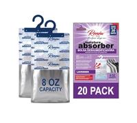 Renew The Life - Absorbentes de humedad para armario, bolsa colgante deshumidificadora, paquete de 20, 8 onzas, absorbente de humedad con aroma a lavanda, prevención de olores a humedad, no eléctrico
