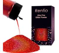 Renfio Holographic Ultra Fine Glitter Metallic Red Glitter Powder 80ml Tarro para vasos de resina Slime Painting Arts Nail Art DIY Decoración - Rosa Rojo