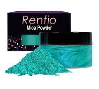 Renfio Pigmento en polvo de mica metálica, 100 g, color natural, perla mineral, brillante, resina epoxi, tinte para pintura, jabón, limo, bombas de baño, 100 g, turquesa