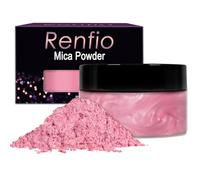 Renfio Pigmento en polvo de mica, pigmentos naturales en polvo fino, tinte de resina epoxi para pintar jabón, bombas de baño de limo, 3.5 onzas, color rosa