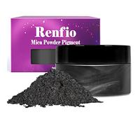 Renfio Pigmento en polvo de mica, pigmentos naturales en polvo fino, tinte de resina epoxi para pintar jabón, bombas de baño de limo, 3.5 onzas, color negro