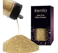 Renfio Polvo de purpurina ultra fina de resina metálica con purpurina, escamas artesanales, lentejuelas, astillas epoxi, copos para vasos, pintura de limo, vacaciones, 1.7 onzas (50 g) - Oro champán