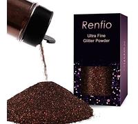 Renfio Polvo de purpurina ultrafino de resina metálica con purpurina para manualidades, lentejuelas, chips epoxi, copos para vasos, pintura de limo, decoración de uñas, 50 g, color marrón real
