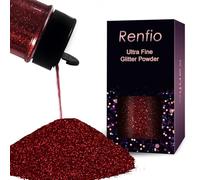 Renfio Polvo ultrafino de purpurina de color rojo vino oscuro, 2.1 onzas (60 g), copos de PET, manualidades, lentejuelas, decoración de limo, seguro, fácil de almacenar, copos epoxi con purpurina