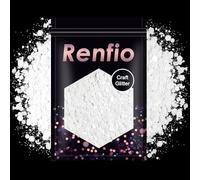 Renfio Purpurina gruesa blanca perla, 3.5 onzas (100 g) de copos de PET metálicos, mezcla de polvo fino, purpurina facial para manualidades, resina, pigmento, vaso, adorno, pintura, cabello, Navidad