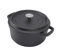 Rengue Olla de Horno Holandés de Hierro Fundido de 24 Cm, Asa Doble, 4 L | Olla de Horno Holandés de Hierro Fundido sin Recubrimiento de 24 Cm, Mango de Doble Bucle, Fondo Plano de 4 L para Sopa,