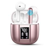 Renimer Auriculares Inalambricos, Bluetooth 5.3, 48 Horas Estéreo HiFi con Reducción de Ruido, IP7 Impermeable Cascos Inalambricos Comodidad Ligera, Carga Rápida USB-C【Oro Rosa】