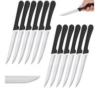 Renimove Cuchillos carne mesa premium de Acero Inoxidable 22 cm hoja de 12 cm resistentes a la corrosión ergonómicos y aptos para Lavavajillas cuchillo carne sierra chuletero (12 uds)