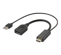 Renkforce RF-4777274 - Adaptador HDMI y DisplayPort (1 Conector HDMI, USB 2.0 Macho A y 1 Conector DisplayPort, Color Negro)