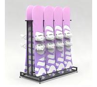 RENLXFI Soporte De Suelo Negro para Esquís, Bastones De Botas Y Tablas De Snowboard, Expositor De Tablas De Esquí, Organizador De Patinetas(W 124cm(48 4/5in) - Holds 4 Pairs)