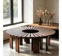 Renmlion Banco para árbol Envolvente｜Banco Curvo de Madera Maciza Asiento sin Respaldo para jardín semicircular｜Bancos de Listones para Exteriores Asientos de Ocio para Patio，Porche，Patio con césped