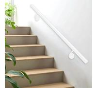 Renmlion Pasamanos Blanco para escaleras｜Barandilla de Pared con Soporte de Hierro Forjado｜Barra de Seguridad Redonda para escaleras Interiores y Exteriores(500cm)