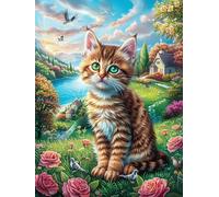 Renne Dans le Jardin Fleuri Rompecabezas 300 Piezas Cartón Resistente para Adultos Animal Cuento de Hadas fantástico Actividades Grupales para Relajarse Decoración Pared Regalo Aniversario 300 PCS