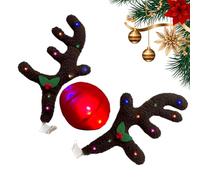 Reno de Navidad para coche, decoraciones festivas de disfraces para vehículos, decoración navideña con temática de reno para coche, para SUV, furgoneta, camión y cualquier vehículo de automoción