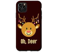 Reno de Navidad Rudolph Ciervo Cuernos Oh Querido Divertido Lindo Carcasa para iPhone 11 Pro MAX